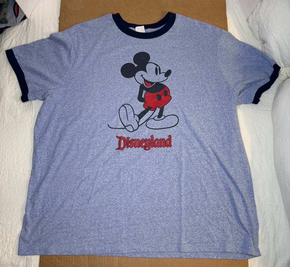 Disney Disneyland Mickey Mouse Ringer T-Shirt Heather Blue 3XL